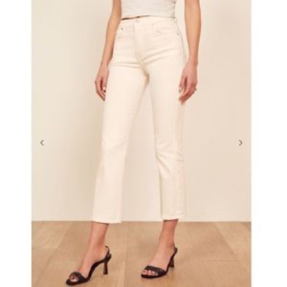 Reformation Liza High Straight Crop Jean in Ivory